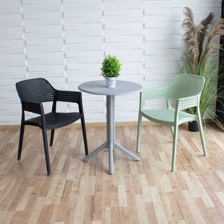 Krzesło ogrodowe HILE 193GR – zielone, plastikowe, sztaplowane