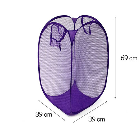 Kosz tekstylny z siatki z rączkami do przechowywania zabawek poliester fioletowy M-23-02