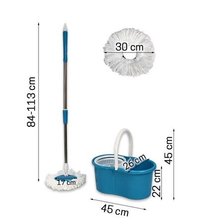 Mop obrotowy z mikrofibry rotacyjny odwirowujący kpl. niebieski M-18