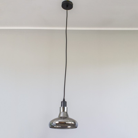 Lampa wisząca sufitowa zwis szklana żyrandol retro srebrny BL019