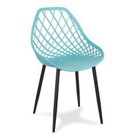Krzesło ażurowe skandynawskie nowoczesne na metalowych czarnych nogach stylowe turkusowe YE-25