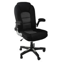 Krzesło biurowe obrotowe HILE L204B-G – ergonomiczne do biurka, czarno-szare siateczkowe z podnoszonymi podłokietnikami