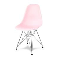 Krzesło nowoczesne na metalowych chromowanych nogach stylowe do kuchni różowe 212 AB