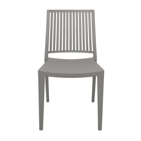 Szare krzesło ogrodowe z polipropylenu – nowoczesne, sztaplowane, do kuchni, jadalni, na taras 190G