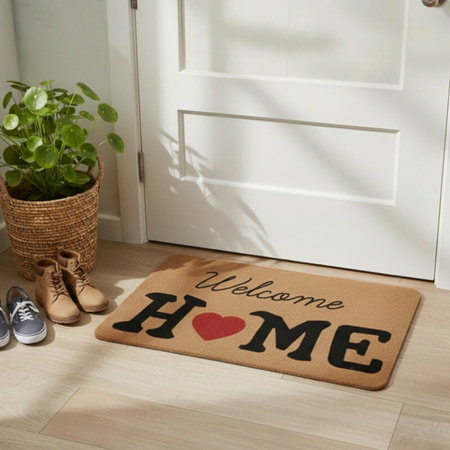 Wycieraczka tekstylna, mata wejściowa 60×40 cm „HOME ♥” H24040-3