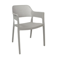 Szare krzesło ogrodowe z podłokietnikami HILE-193G, sztaplowane, do kuchni i restauracji