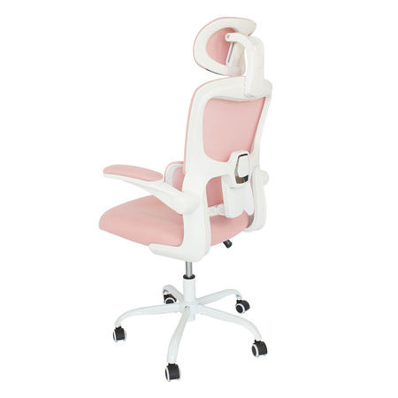 Różowy fotel gamingowy ergonomiczny – obrotowy, oddychający, dla gracza lub graczki L038