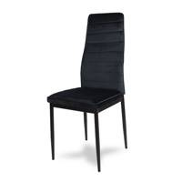 Krzesło nowoczesne tapicerowane welurowe na metalowych czarnych nogach do salonu kuchni czarne 704V-TH-BB