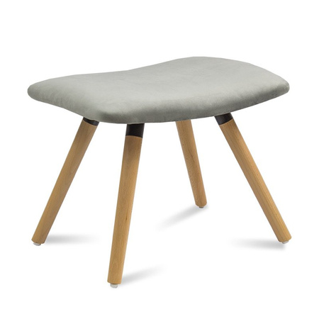 Fotel uszak z weluru pikowany na drewnianych nogach z podnóżkiem F150G szary