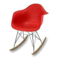 Krzesło na biegunach na metalowo drewnianych płozach fotel bujany do salonu czerwone 211 AB