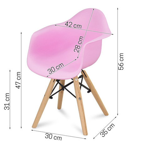 Krzesło dla dzieci krzesełko dziecięce na drewnianych bukowych nogach różowe 211 AB