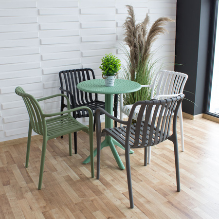 Zielony stolik ogrodowy, kawowy okrągły 60 cm –  na balkon i taras S175