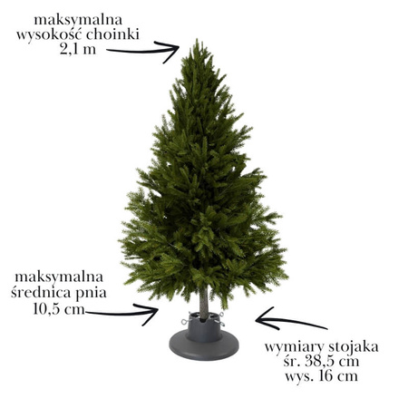 Stojak na choinkę H5110S – srebrno-szary, z pojemnikiem na wodę, dla drzewka do 2,1 m