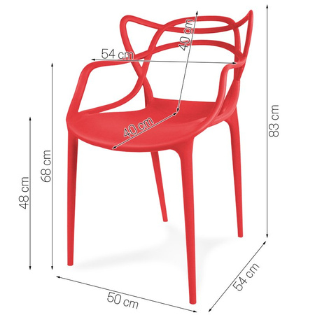 Krzesło ażurowe nowoczesne do ogrodu stylowe na balkon taras masters czerwone 547 DF/BB