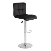 Krzesło obrotowe hoker z podnóżkiem, chromowany z regulacją wysokości welur czarny 703V-B-PG