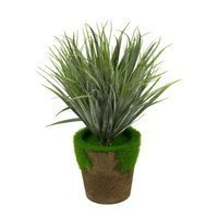Sztuczna roślina w doniczce z kory i mchu trawa z mchem zielona UC30512