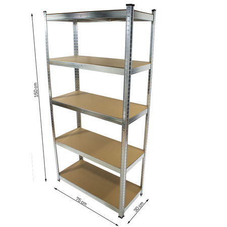 Regał magazynowy metalowy 150×75×30 cm – 5 półek, nośność 875 kg RM-035-1