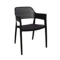 Czarne krzesło ogrodowe HILE 193B – z podłokietnikami, sztaplowane, do ogrodu i restauracji