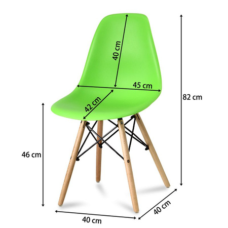 Krzesło nowoczesne na drewnianych bukowych nogach stylowe do salonu zielone 212 WF