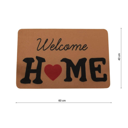 Wycieraczka tekstylna, mata wejściowa 60×40 cm „HOME ♥” H24040-3