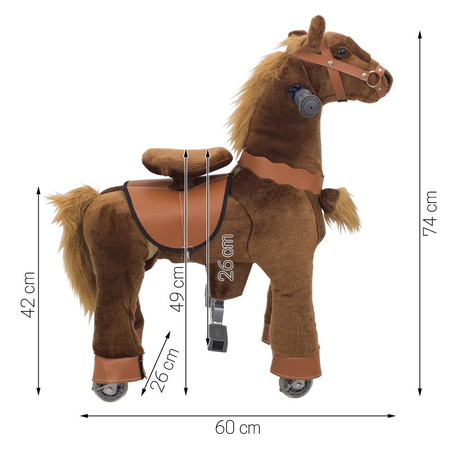 Koń na kółkach mechaniczny Pony Funny Cycle mały brązowy UC02001-01H