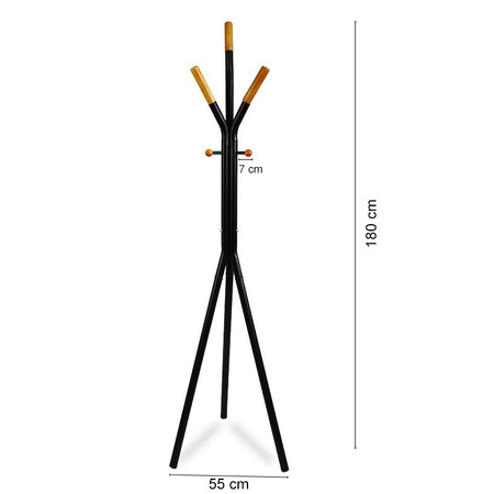 Wieszak stojący na ubrania podłogowy nowoczesny metalowo - drewniany czarny WS102