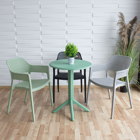 Krzesło ogrodowe HILE 193GR – zielone, plastikowe, sztaplowane