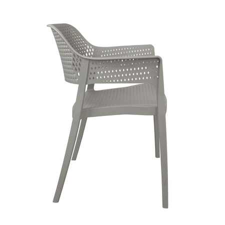 Szare krzesło ogrodowe z podłokietnikami HILE-193G, sztaplowane, do kuchni i restauracji 