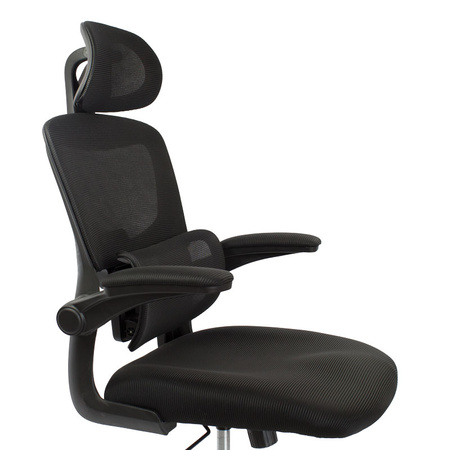 Fotel gamingowy czarny – ergonomiczny, siateczkowy, obrotowy z wysokim oparciem L038B