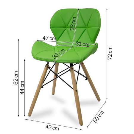 Krzesło na drewnianych bukowych nogach tapicerowane nowoczesne stylowe ekoskóra do salonu biura 024 AB zielone