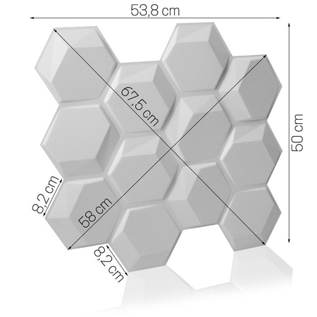 Panel ścienny dekoracjny na ścianę 3D z włókniny ozdobny biały HEXAGON