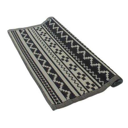 Dywan zewnętrzny na balkon i taras 120x180 cm – wodoodporny czarny w stylu boho aztec ES-03A
