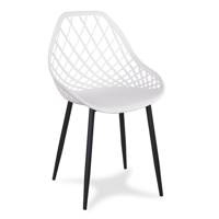 Krzesło ażurowe skandynawskie nowoczesne na metalowych czarnych nogach stylowe białe YE-01