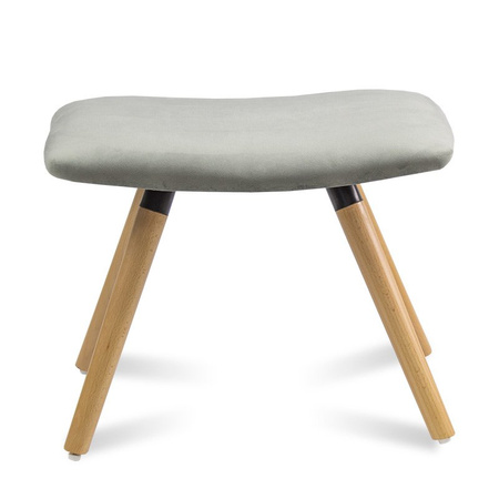 Fotel uszak z weluru pikowany na drewnianych nogach z podnóżkiem F150G szary