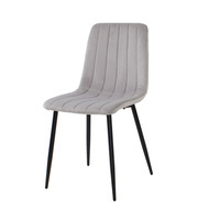 Krzesło welurowe do salonu na metalowych czarnych nogach, szare, wzór pasy 049C-V-G