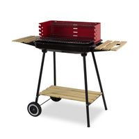 Grill węglowy prostokątny, trzy półki drewniane GW0102