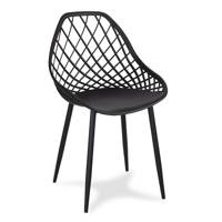 Krzesło ażurowe skandynawskie nowoczesne na metalowych czarnych nogach stylowe czarne YE-02