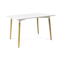 Stół biały z płyty wiórowej z drewnianymi nóżkami 120 cm x 80 cm x 71 cm S304A SEN