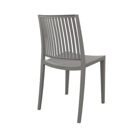 Szare krzesło ogrodowe z polipropylenu – nowoczesne, sztaplowane, do kuchni, jadalni, na taras 190G