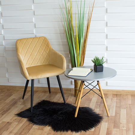 Krzesło tapicerowane welurowe do salonu 089 beżowe, czarne nogi