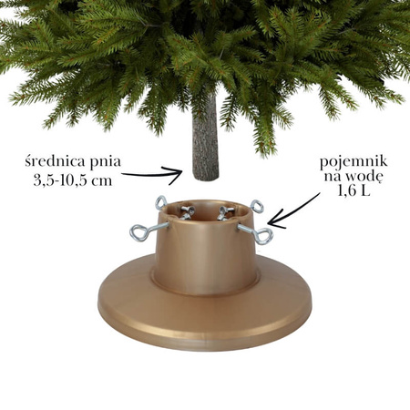 Stojak na choinkę H5110GO – złoty stojak z pojemnikiem na wodę, dla drzewek do 2,1 m