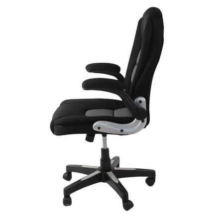 Krzesło biurowe obrotowe HILE L204B-G – ergonomiczne do biurka, czarno-szare siateczkowe z podnoszonymi podłokietnikami