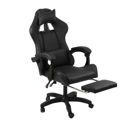 Fotel biurowy HILE LP209B-B – czarny, obrotowy z podnóżkiem, ergonomiczny fotel do pracy i relaksu