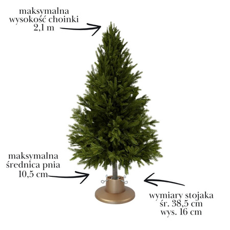 Stojak na choinkę H5110GO – złoty stojak z pojemnikiem na wodę, dla drzewek do 2,1 m