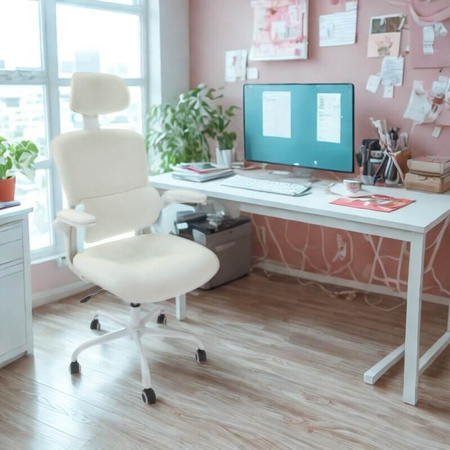 Krzesło obrotowe młodzieżowe do biurka – wygodne i stylowe dla dziewczynki L038 Beżowe