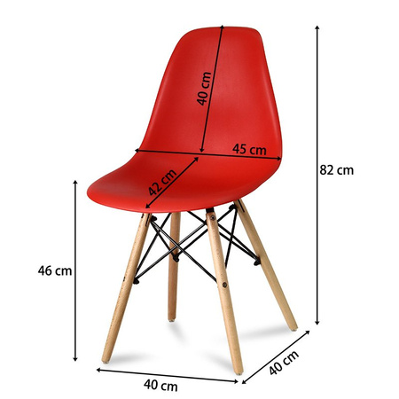 Krzesło nowoczesne na drewnianych bukowych nogach stylowe do kuchni restauracji czerwony 212 TZ