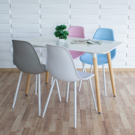 Krzesło skandynawskie nowoczesne na metalowych białych nogach stylowe białe YA-01 / YE-A04