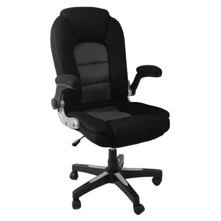 Krzesło biurowe obrotowe HILE L204B-G – ergonomiczne do biurka, czarno-szare siateczkowe z podnoszonymi podłokietnikami