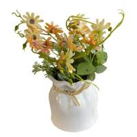 Sztuczny kwiat roślina w białej ceramicznej doniczce fejka do salonu pomarańczowa UC30516-02
