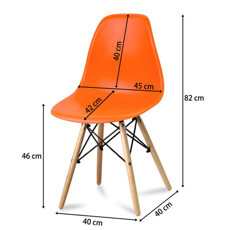 Krzesło nowoczesne na drewnianych bukowych nogach stylowe do salonu pomarańczowe 212 AB roz